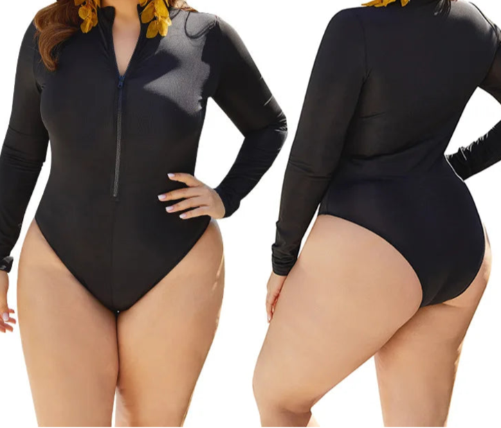 Enteriza Deportiva Plus Size con Manga Larga y Cierre Frontal Ref:0660
