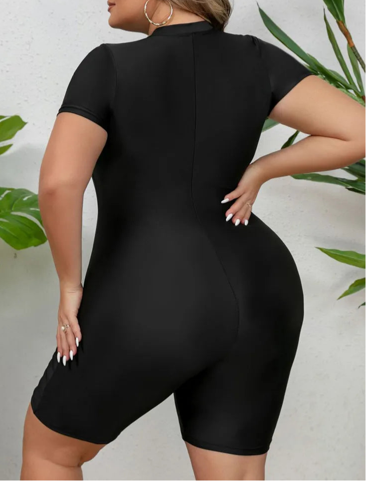 Enteriza Plus Size Deportiva con Mangas Cortas y Cremallera Frontal Ref: 0613