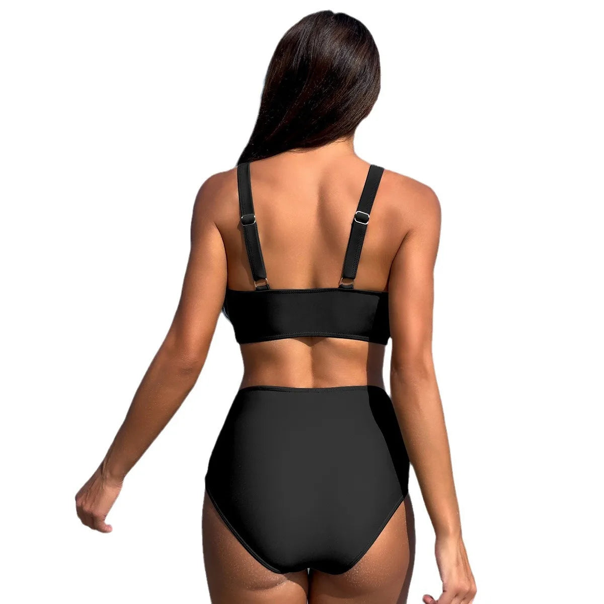 Bikini de Cintura Alta con Tul y Detalle Trenzado Ref: 0515