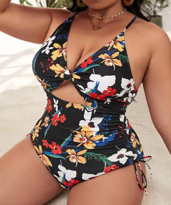 Enteriza Plus Size Estampada con Lazo Lateral Ref: 0606