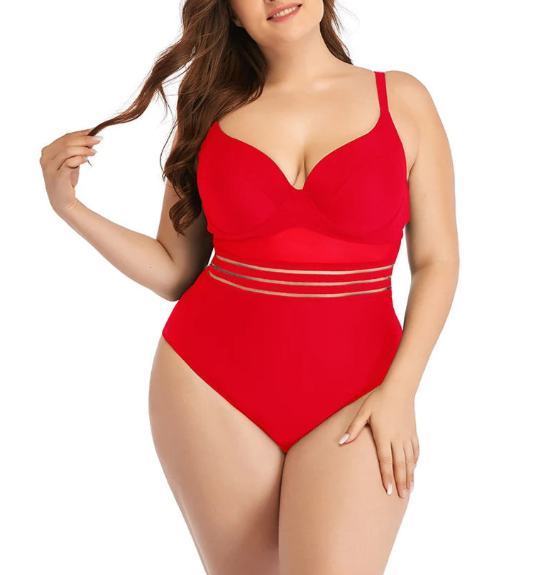 Enteriza Plus Size con Taza Moldeada y Detalles de Tul Ref: 0604