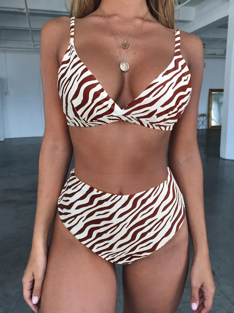 Bikini con Estampa Animal Print y Cintura Alta Ref: 0536