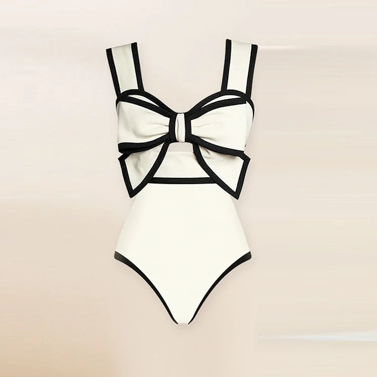 Conjunto de Enteriza con Lazo Frontal y Falda Midi de Lunares Ref: 0565