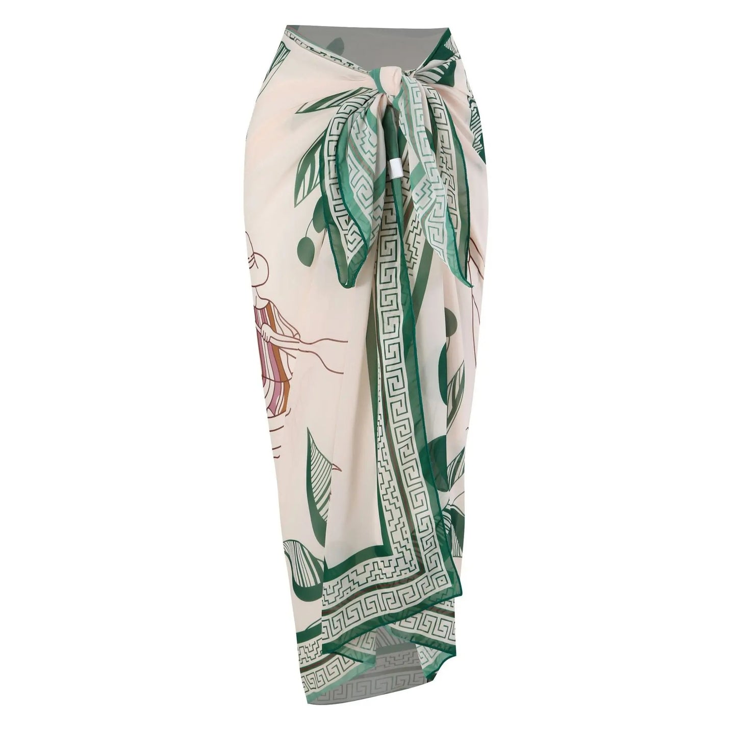 Conjunto de Enteriza Verde Torzada y Falda Pareo Estampada Ref: 0555