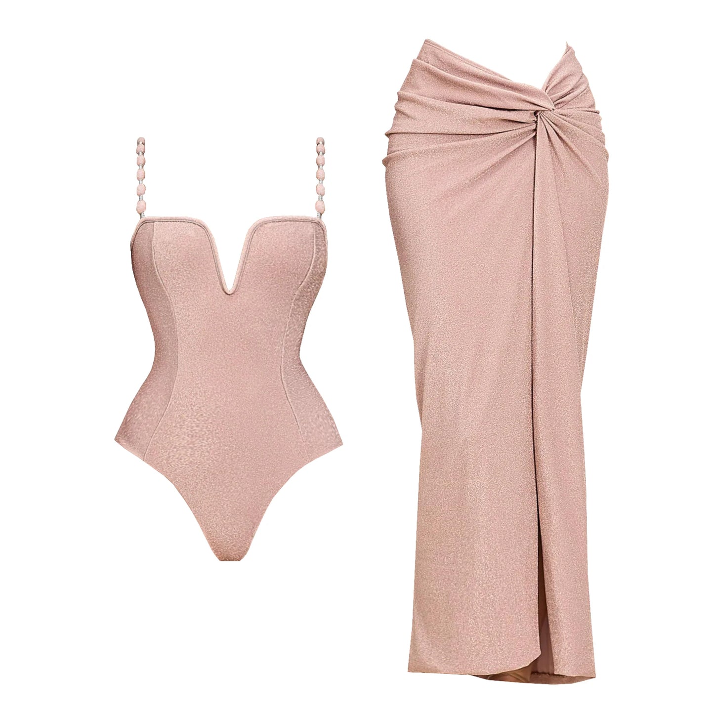 Conjunto de Enteriza Texturizada con Falda Drapeada Ref: 0562