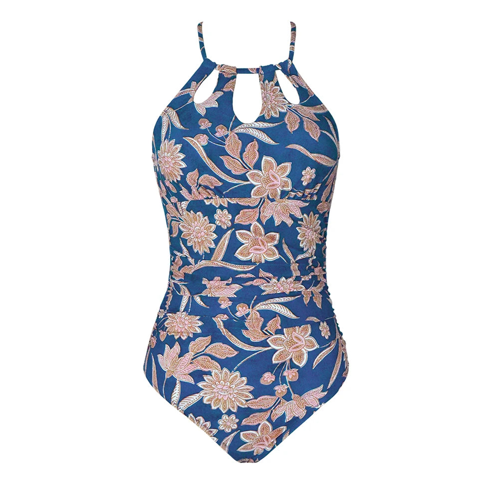 Enteriza con Cuello Halter y Recortes Frontales Ref: 0472