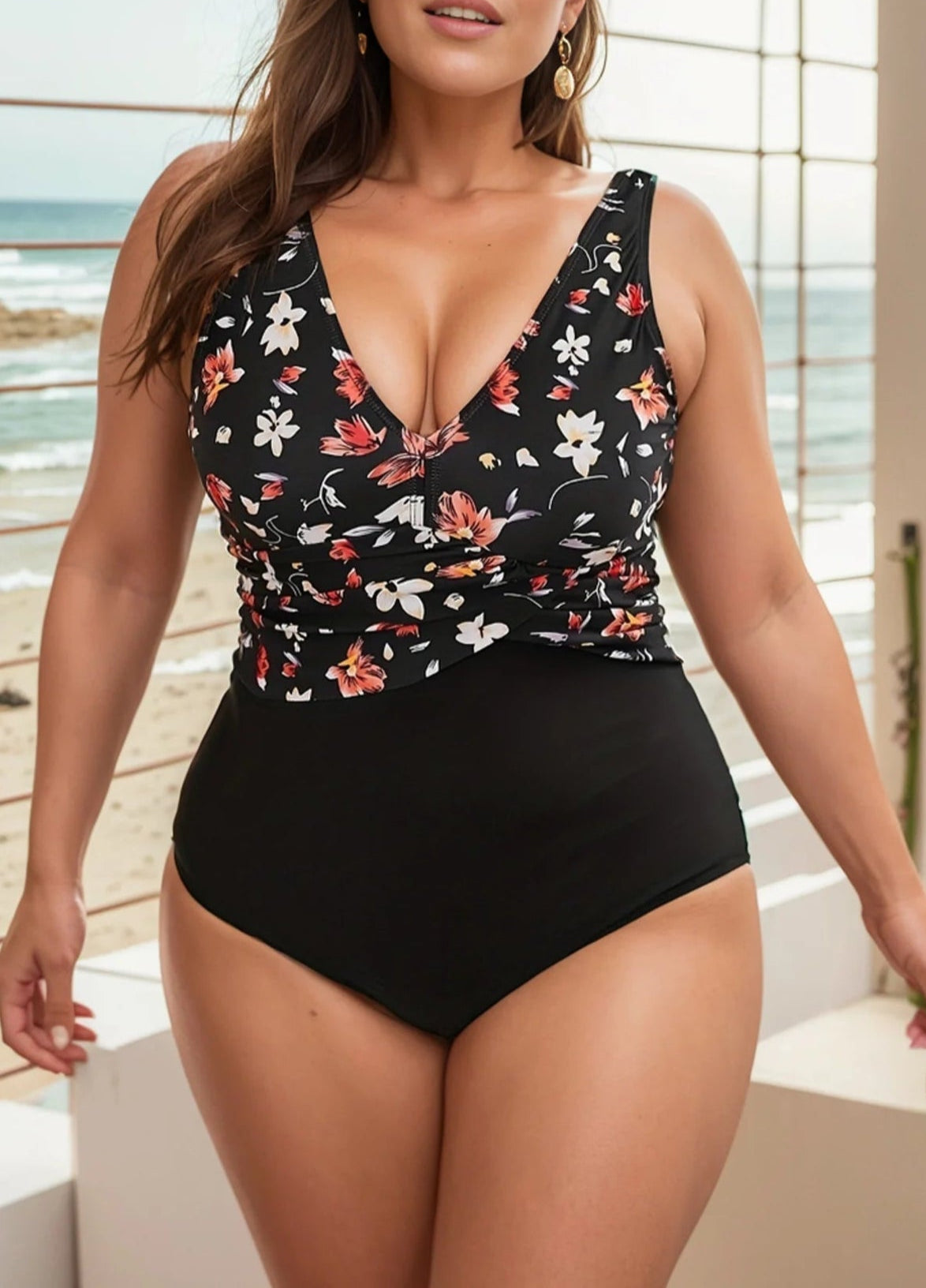 Enteriza Plus Size con Estampa Floral Ref: 0603
