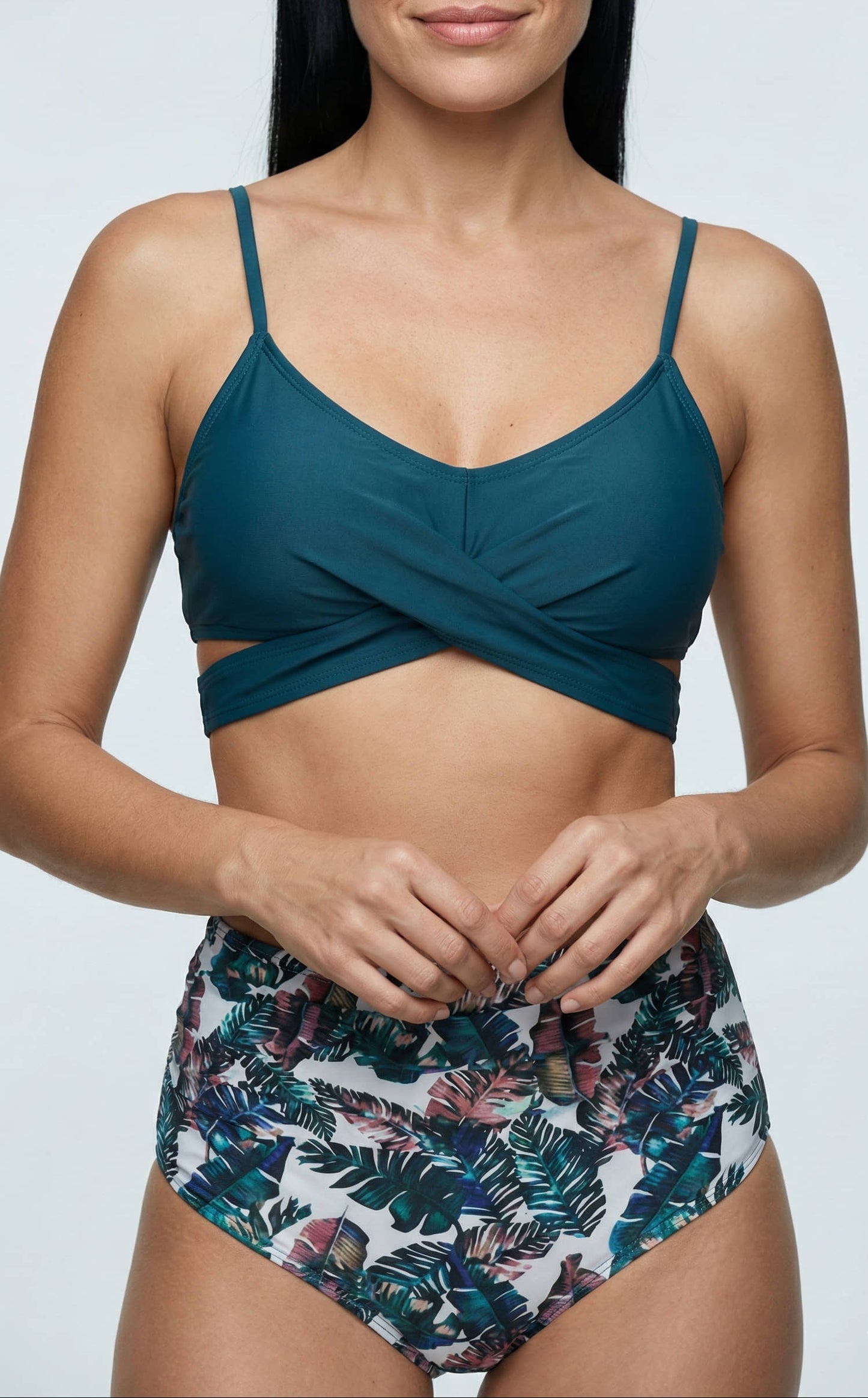 Bikini de Cintura Alta con Top Cruzado Ref: 0734