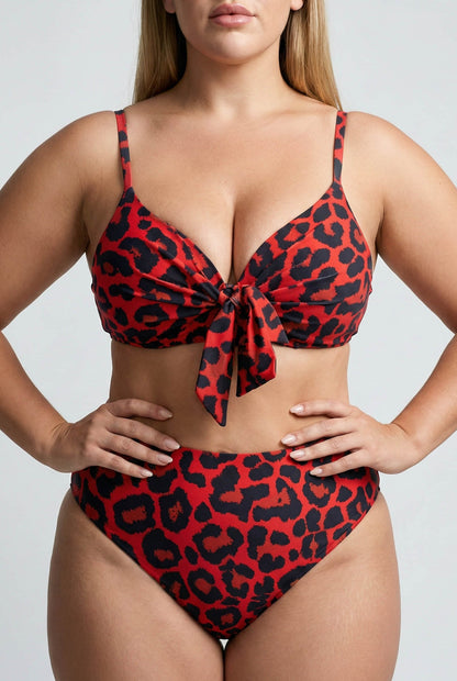 Bikini Plus Size con Estampado Animal Print y Lazo Frontal Ref: 0702