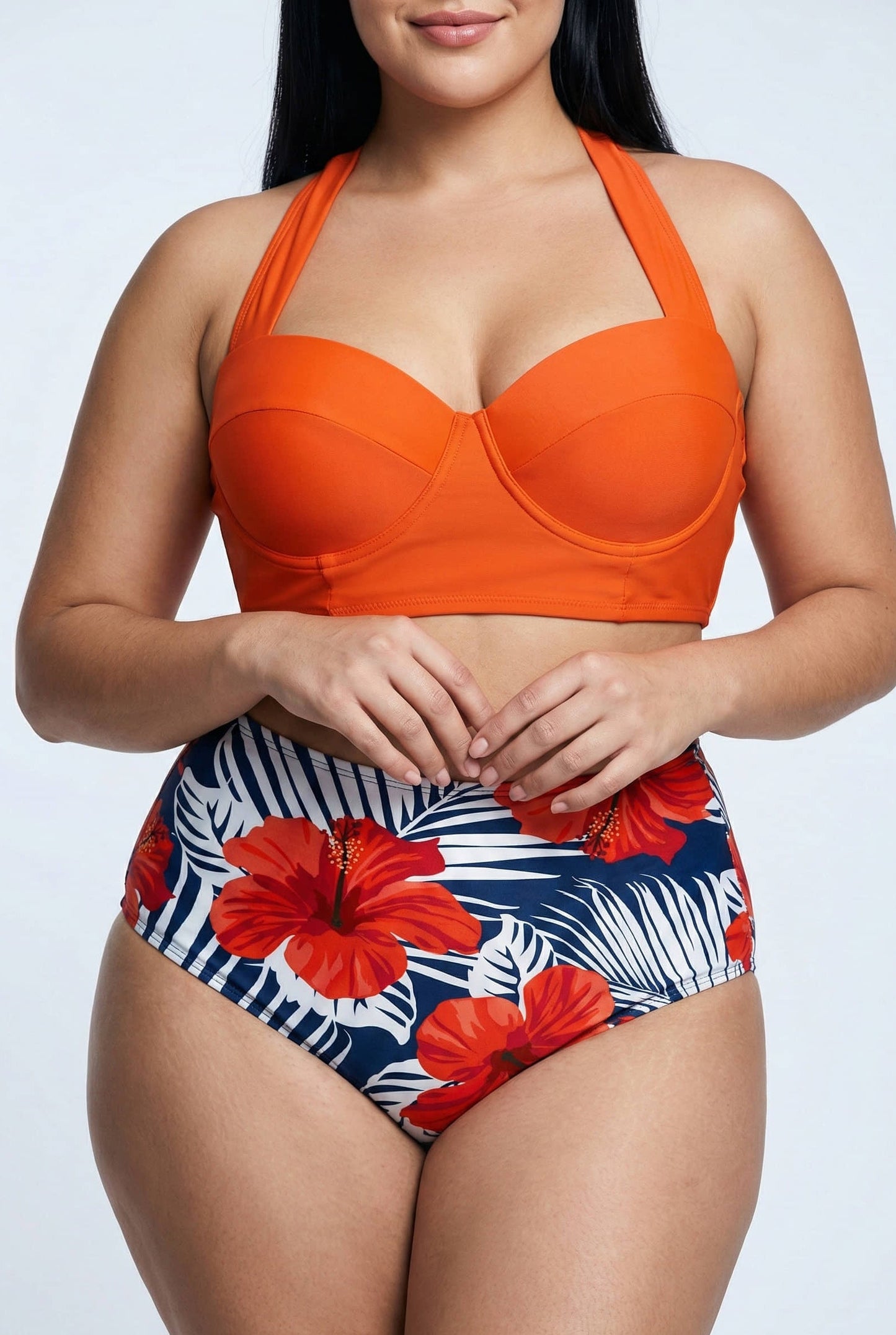 Bikini Plus Size con Amarre en el Cuello y cintura alta Ref: 0658