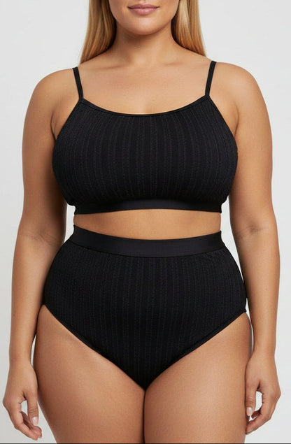 Bikini Plus Size Canalé con Cintura Alta Ref: 0703