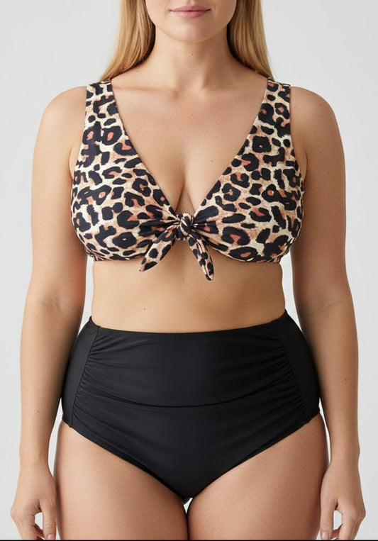 Bikini Plus Size Animal Print con Drapeado Frontal Ref: 0706