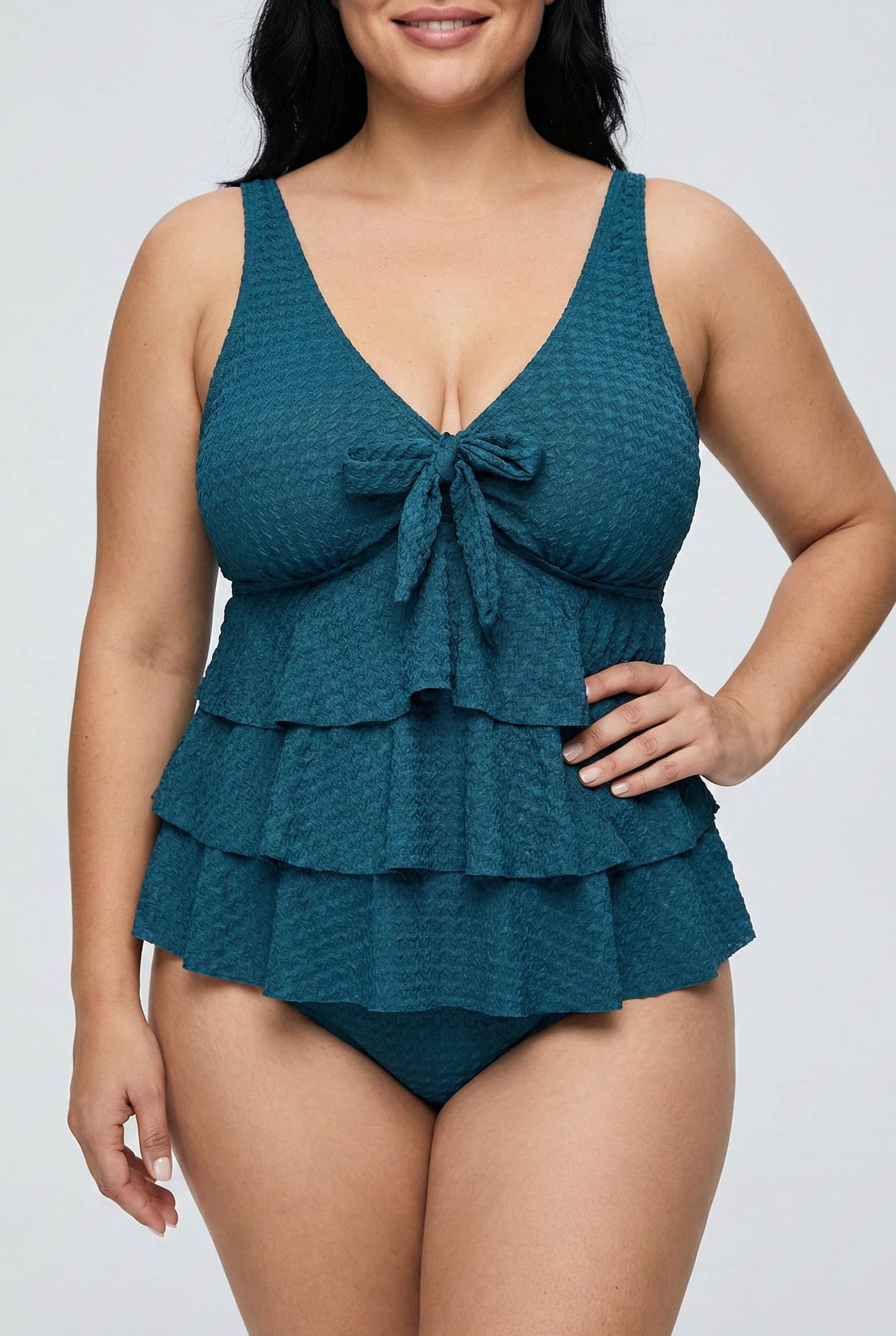 Bikini Plus Size con Volados y Lazo Frontal Ref: 0659
