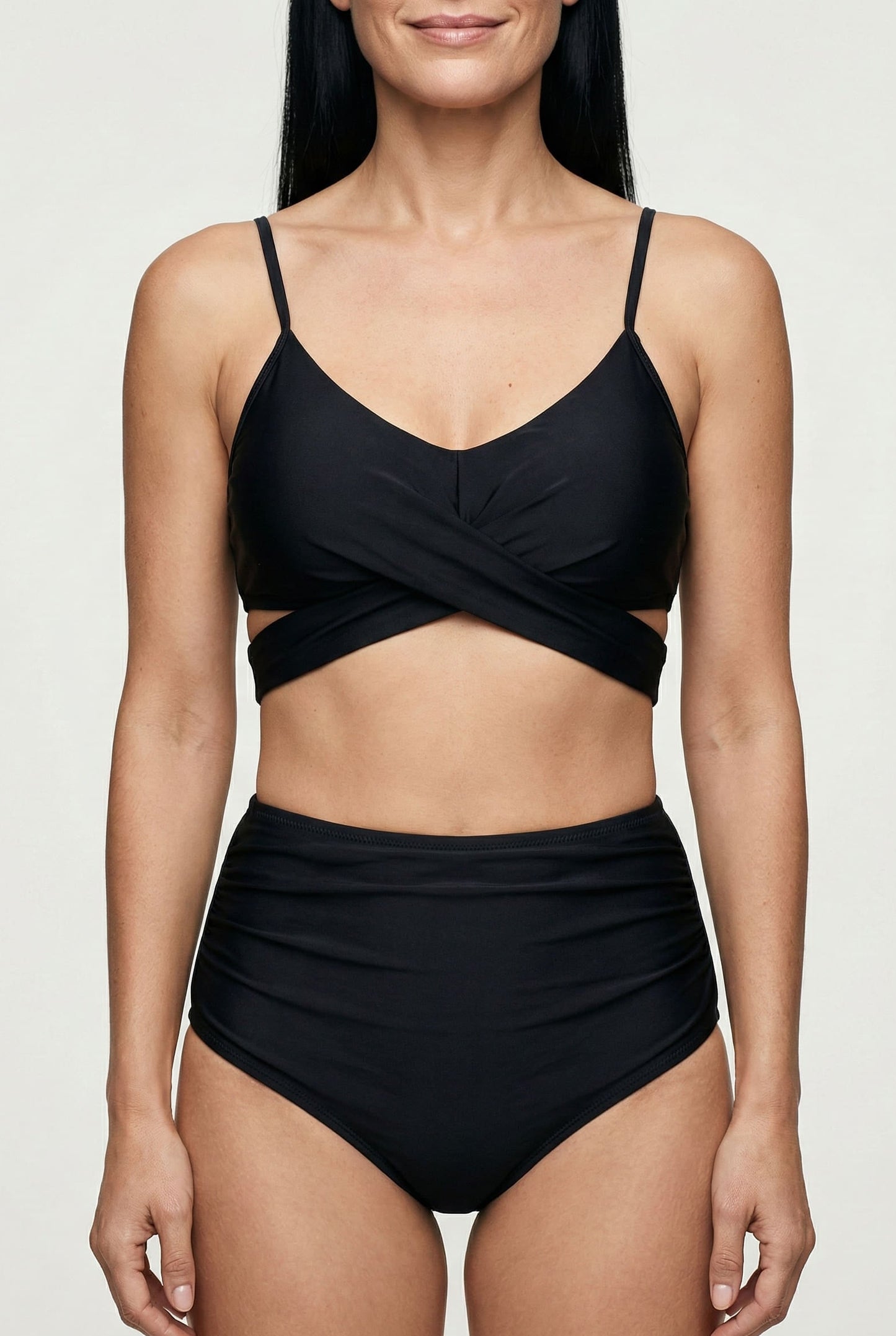 Bikini de Cintura Alta con Top Cruzado Ref: 0734