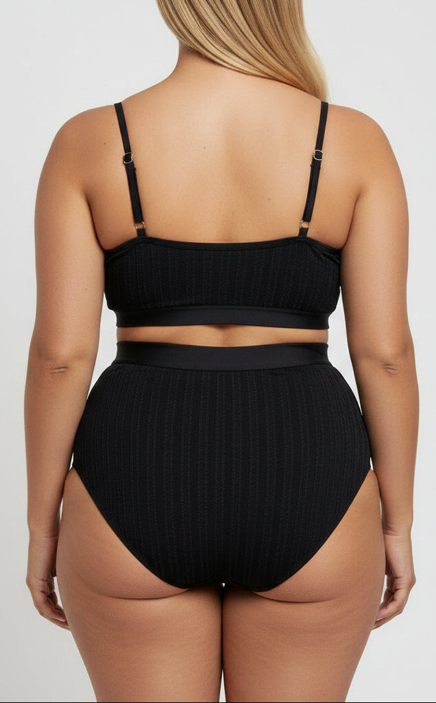 Bikini Plus Size Canalé con Cintura Alta Ref: 0703