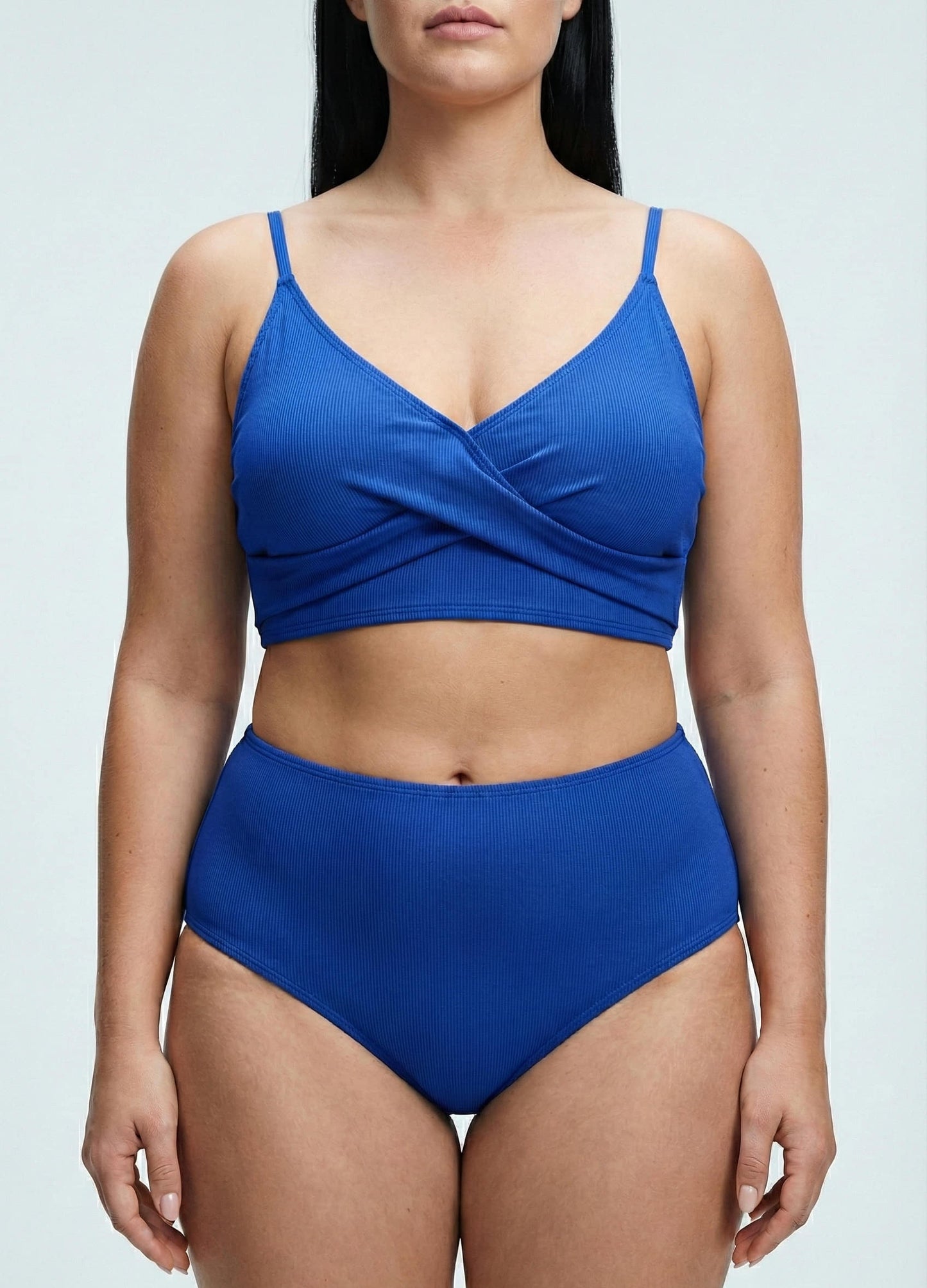 Bikini Plus Size con Top Cruzado y Cintura Alta Ref: 0656