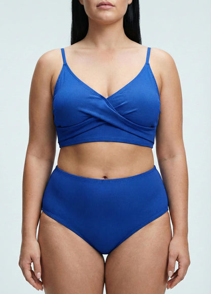 Bikini Plus Size con Top Cruzado y Cintura Alta Ref: 0656