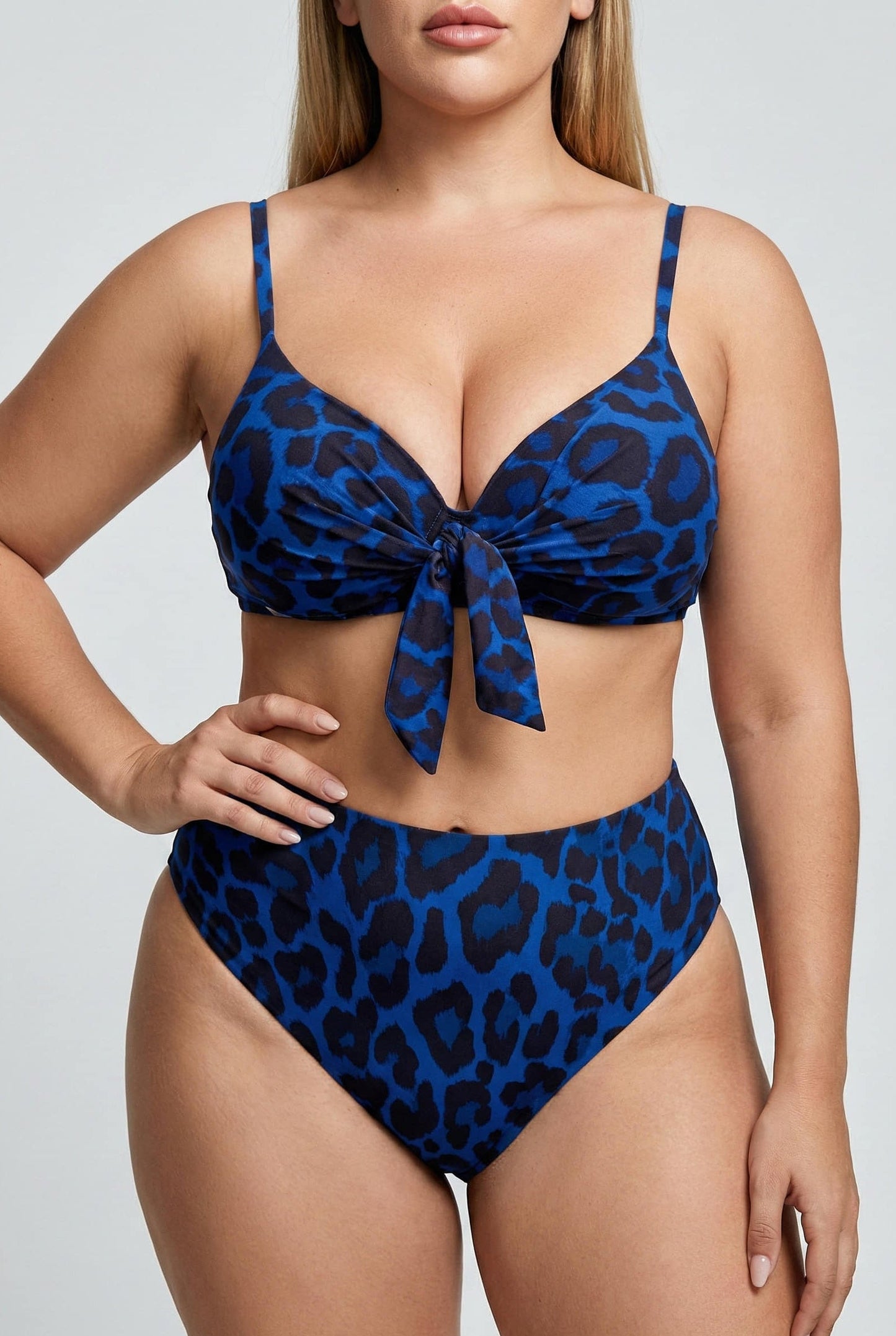 Bikini Plus Size con Estampado Animal Print y Lazo Frontal Ref: 0702