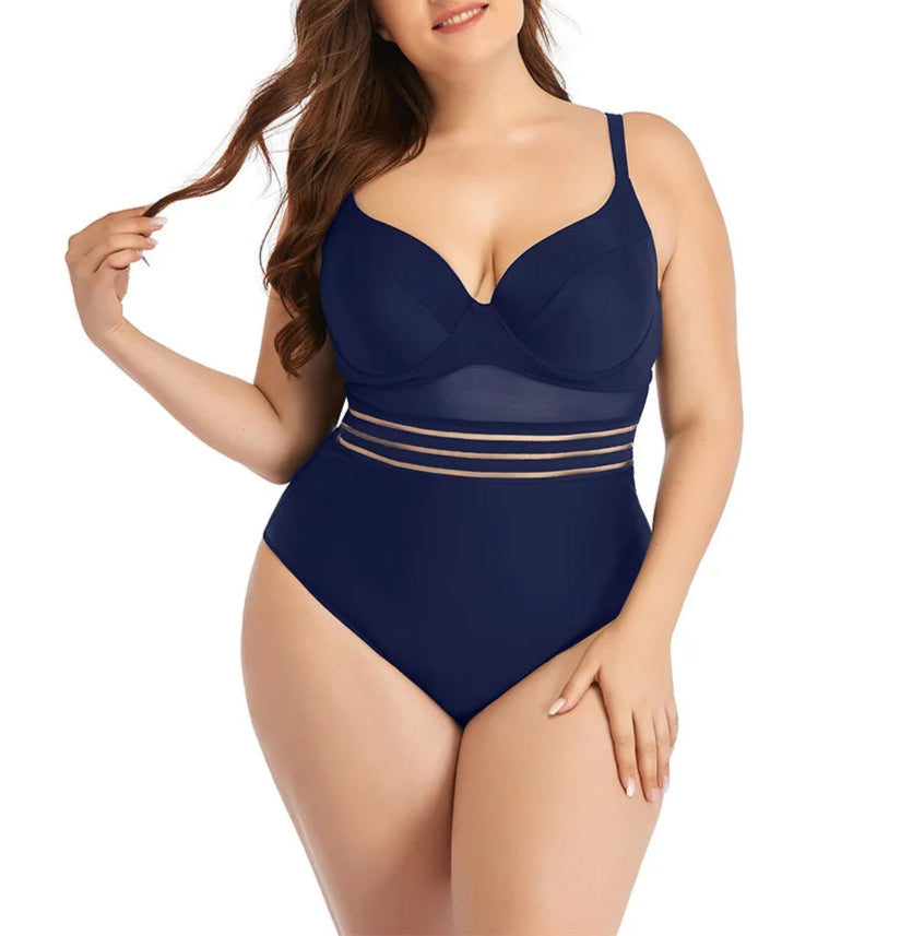 Enteriza Plus Size con Taza Moldeada y Detalles de Tul Ref: 0604