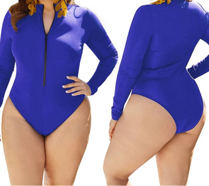 Enteriza Deportiva Plus Size con Manga Larga y Cierre Frontal Ref:0660