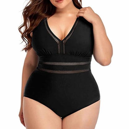 Enteriza Plus Size con Recortes Calados Ref: 0601