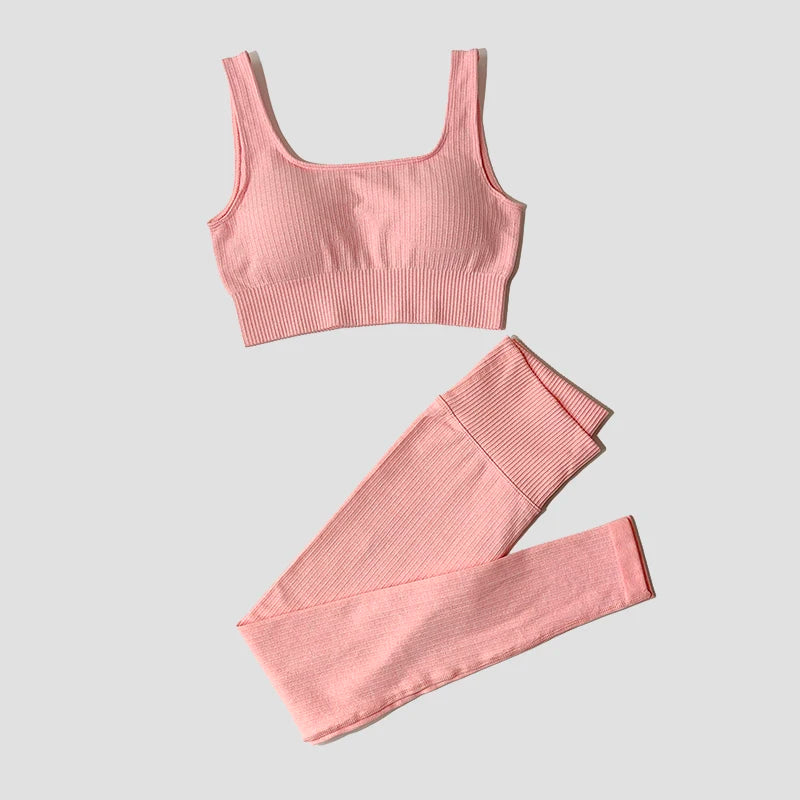 Conjunto Deportivo con Top y Calza de Tejido Acanalado Ref: 1012