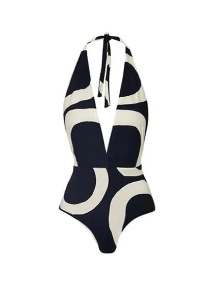 Conjunto Estampado con Enteriza de Escote Profundo y Falda Pareo Ref: 0558