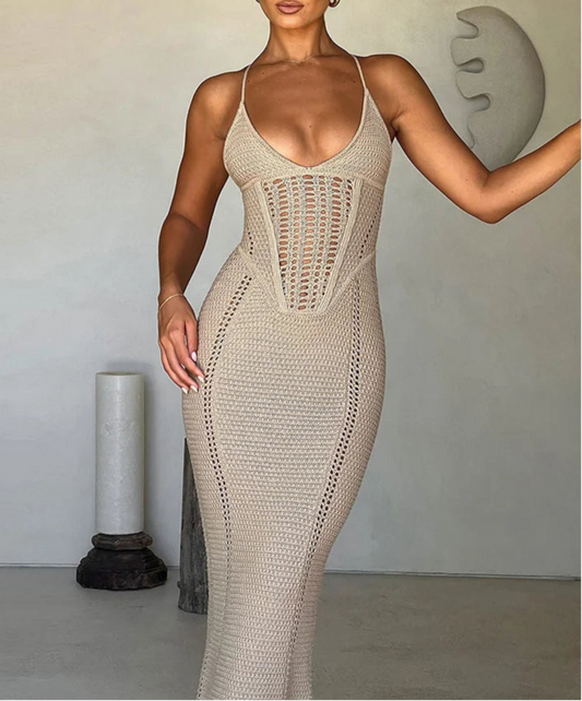 Vestido de Crochet con Recortes Calados Ref: 0283