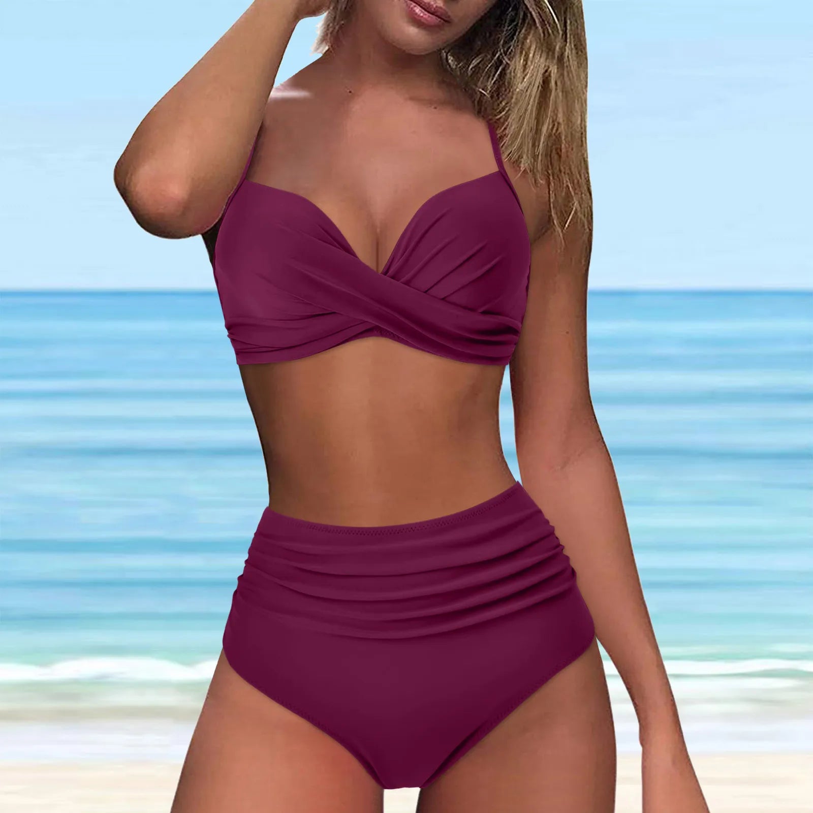 Bikini con Cintura Alta y Top Cruzado Ref. 0127