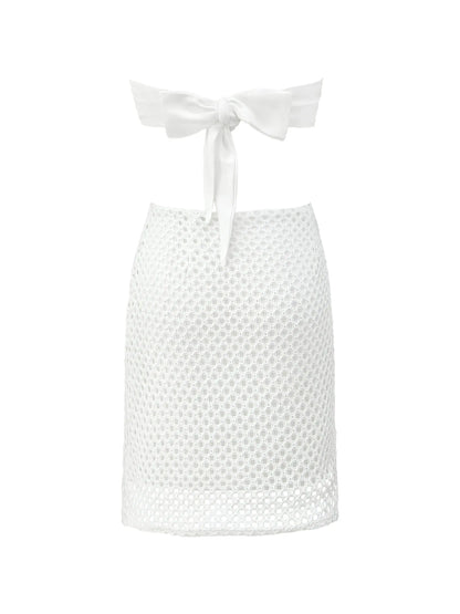 Vestido Corto con Detalles en Flores de Crochet Ref: 0352