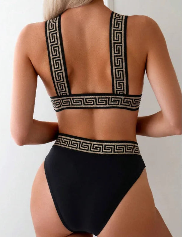 Bikini con Estampa Geométrica Dorada Ref: 0529