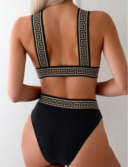 Bikini con Estampa Geométrica Dorada Ref: 0529