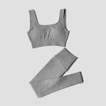 Conjunto Deportivo con Top y Calza de Tejido Acanalado Ref: 1012