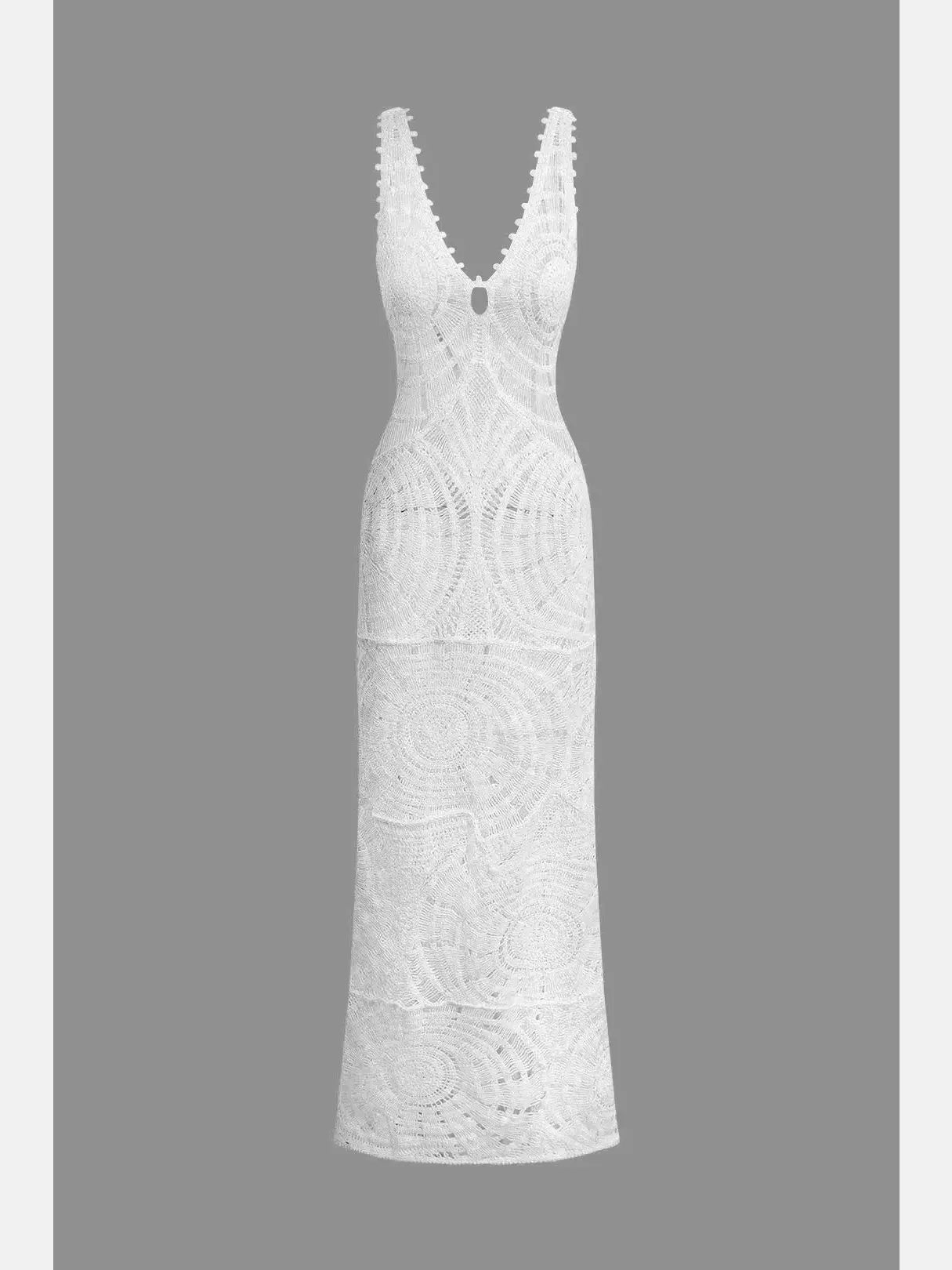 Vestido Largo con Crochet Geométrico Ref: 0351