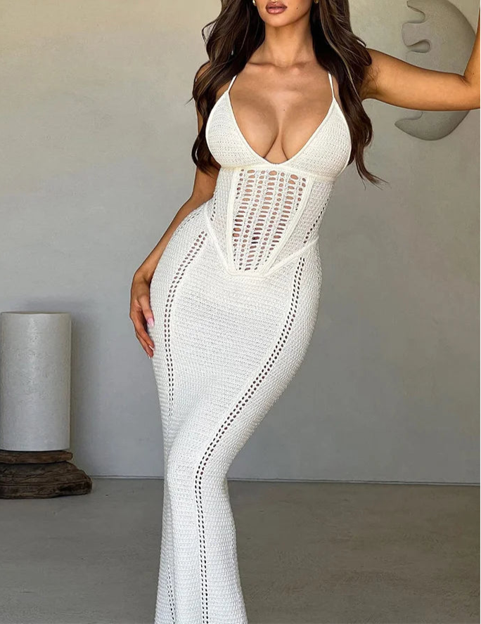 Vestido de Crochet con Recortes Calados Ref: 0283