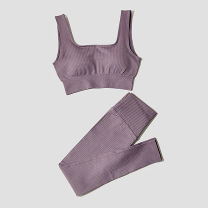 Conjunto Deportivo con Top y Calza de Tejido Acanalado Ref: 1012