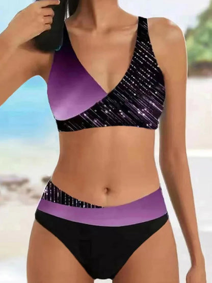 Bikini con Top Cruzado y Detalles Metalizados Ref: 0501
