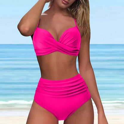 Bikini con Cintura Alta y Top Cruzado Ref: 0127