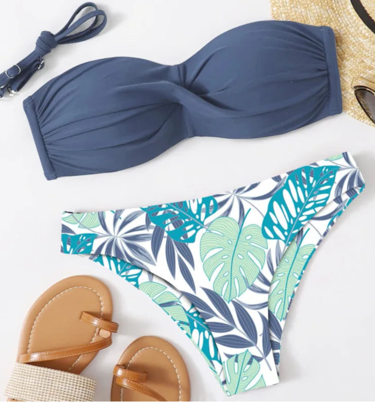 Bikini con Top Versátil y Estampa Tropical Ref: 0500
