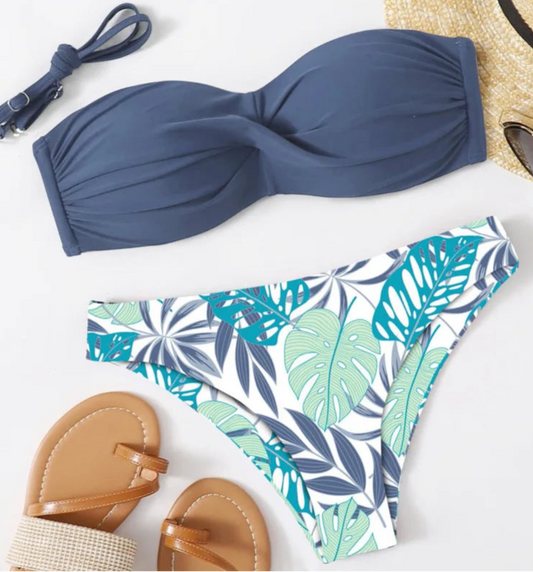 Bikini con Top Versátil y Estampa Tropical Ref: 0500