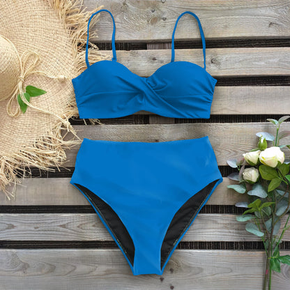 Bikini Estampado con Cintura Alta y Top Retorcido Ref: 0506