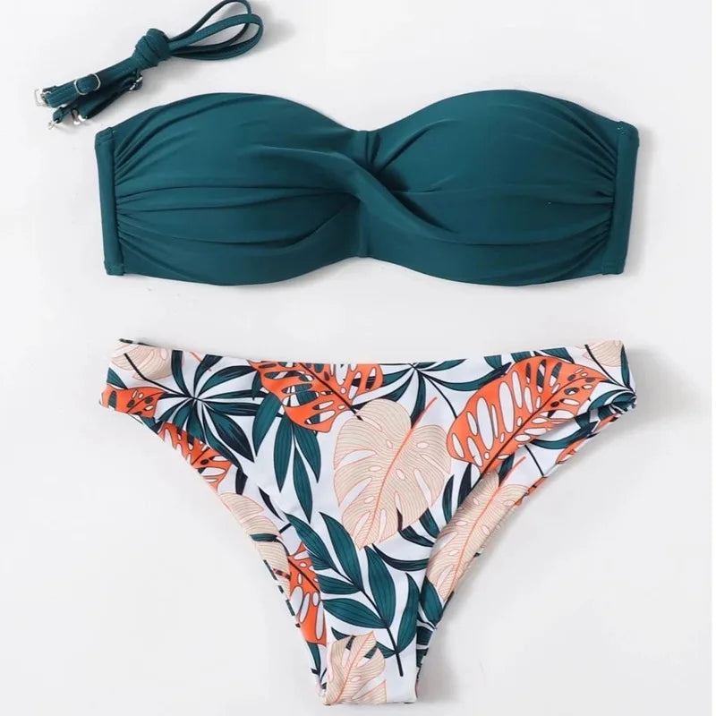 Bikini con Top Versátil y Estampa Tropical Ref: 0500