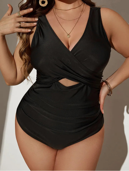 Enteriza Plus Size con Superposición Frontal y Efecto Drapeado Ref: 0608