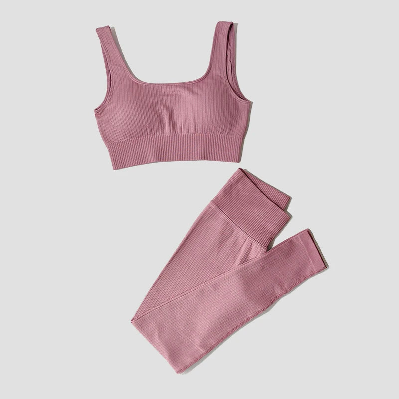 Conjunto Deportivo con Top y Calza de Tejido Acanalado Ref: 1012