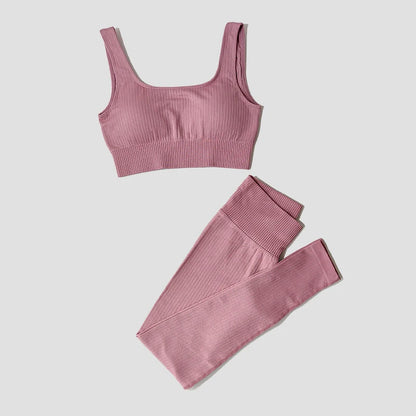 Conjunto Deportivo con Top y Calza de Tejido Acanalado Ref: 1012
