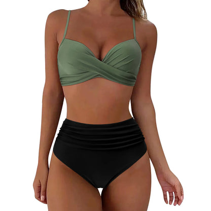 Bikini con Cintura Alta y Top Cruzado Ref: 0127
