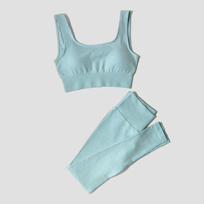Conjunto Deportivo con Top y Calza de Tejido Acanalado Ref: 1012