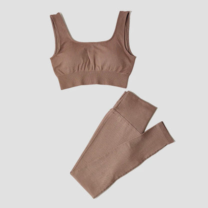 Conjunto Deportivo con Top y Calza de Tejido Acanalado Ref: 1012
