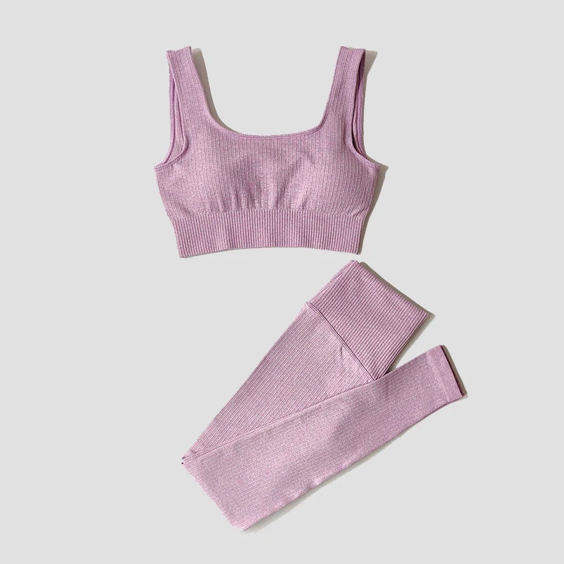 Conjunto Deportivo con Top y Calza de Tejido Acanalado Ref: 1012