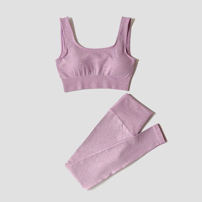 Conjunto Deportivo con Top y Calza de Tejido Acanalado Ref: 1012